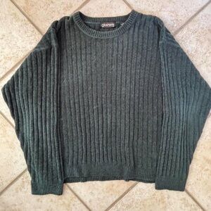 Vintage Graphite JeansWear Ribbed Green Crewneck Sweater Sz XL Warm Cozy Winter